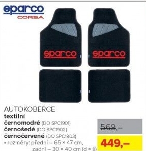 Textilní autokoberce Sparco, černo-modré