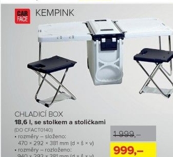 Chladicí box se stolkem a stoličkami CarFace, 18,6 l