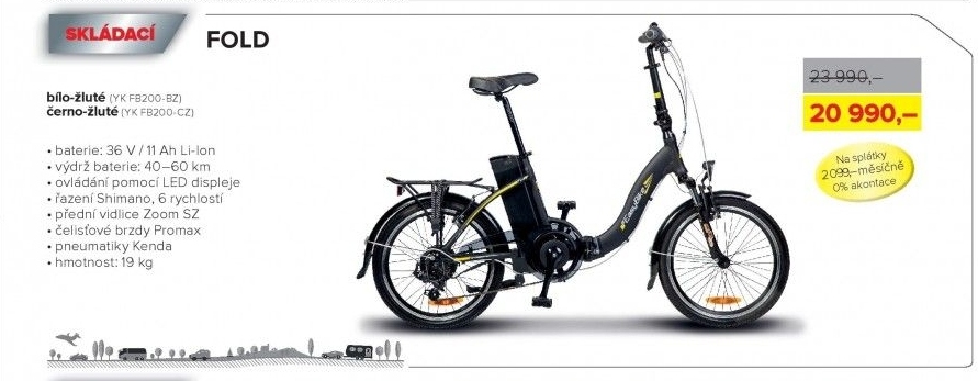 Elektrokolo EASYBIKE Fold - bílo-žluté