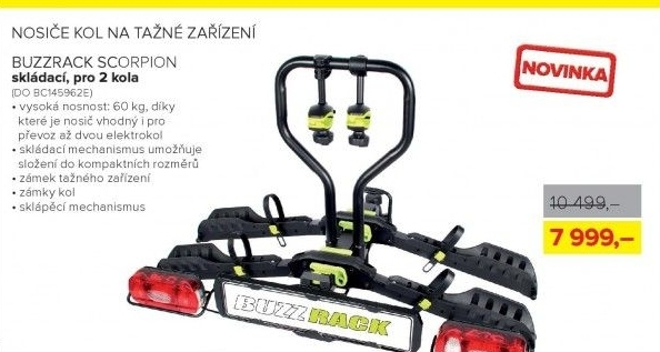 Nosič na tažné zařízení Buzz Rack Scorpion, pro 2 kola, skládací