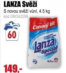 Prací prášek LANZA 60PD/4,5kg Svěží