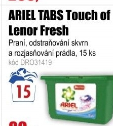Ariel 3in1 PODS Touch of Lenor gelové kapsle 15 kusů