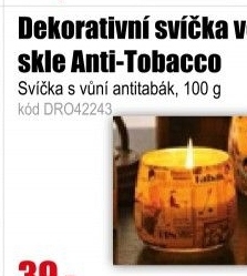 Dekorativní svíčka ve skle Anti-Tobacco ve skle 100g