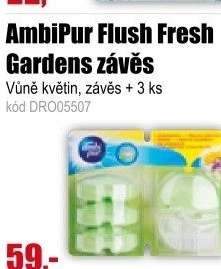 Ambi Pur Flush Fresh Gardens závěs + 3ks