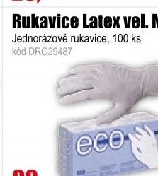 Rukavice jednorázové latexové, 100ks, velikost M