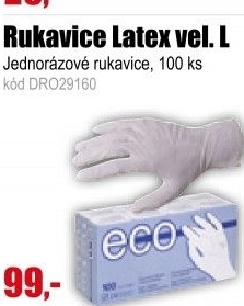 Rukavice jednorázové latexové, 100ks, velikost L