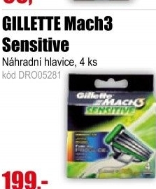 GILLETTE Mach3 Sensitive hlavice 4ks