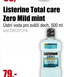 Voda ústní Listerine Total care Zero 500ml Mild mint