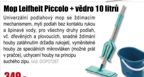 Mop Leifheit Piccolo + vědro (57023 + 4111801)
