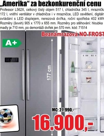 Americká lednice Professor L562X, A+