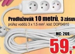 Prodlužovák 10 m 3 zásuvky