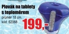 Plovák, chlorinátor s teploměrem pr.18 cm, pro 200g tablety