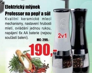 Mlýnek Professor PS712C na pepř a sůl elektrický, černý