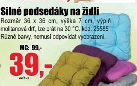 Podsedák na židli silný, jednobarevný, různé barvy