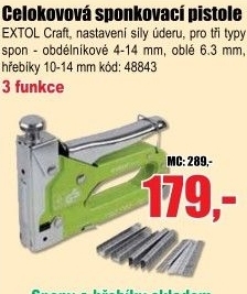 Pistole sponkovací EXTOL Craft, 3funkční 9176