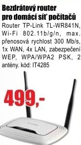 Router TP-Link TL-WR841N Wireless 802.11n/300Mbps 2T2R router 4xLAN, 1xWAN, Atheros