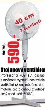 Ventilátor Professor ST402 stojanový 40 cm