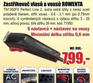 Zastřihovač vlasů+vousů ROWENTA TN1350F0 Perfect Line 2
