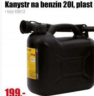 Kanystr na benzín 20l, plast