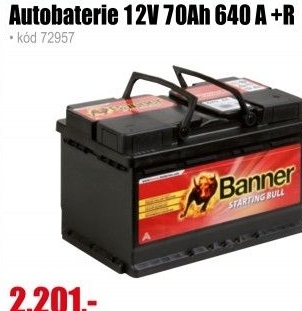 Autobaterie Banner Starting Bull 12V 70 Ah 640A +R, 57 044