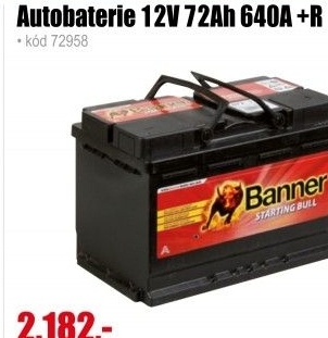 Autobaterie Banner Starting Bull 12V 72 Ah 640A +R, 572 12
