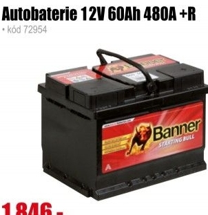 Autobaterie Banner Starting Bull 12V 60 Ah 480A +R, 56 090