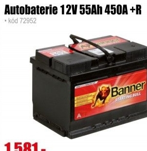 Autobaterie Banner Starting Bull 12V 55 Ah 450A +R, 55 519