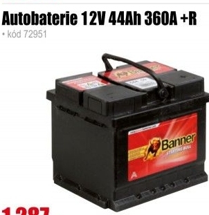 Autobaterie Banner Starting Bull 12V 44 Ah 360A +R, 54 409