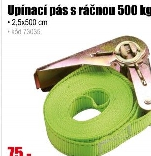 Pás upínací s ráčnou 500kg 2,5x500 cm
