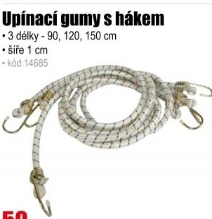 Gumy upínací s hákem 3ks, 3délky x šíře 10mm
