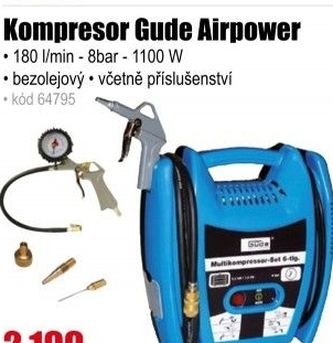 Kompresor Gude Airpower 180/8 50077 vč. příslušenství