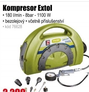 Kompresor Extol 418101 bezolejový vč. příslušenství
