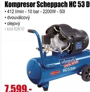Kompresor Scheppach HC 53 DC, 10 bar, 2 válec