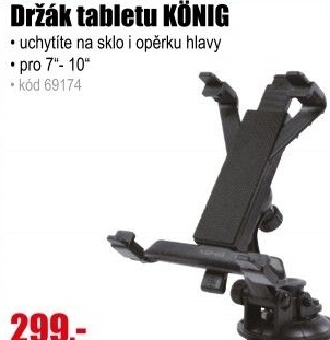 Držák tabletu 7“- 10“ do automobilu na sklo i opěrku KÖNIG