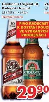 Pivo světlé výčepní Originál 10° Gambrinus