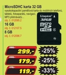 MicroSDHC karta Kingston 32GB