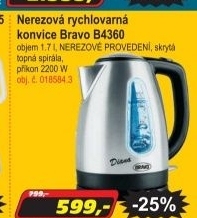 Nerezová rychlovarná konvice Bravo B4360