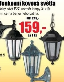 Světlo venkovní patina, spodní držák Z6101-PAT