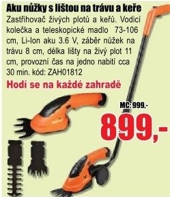 Nůžky aku na trávu a keře Sharks SH 1649 s tyčí