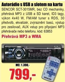 Autorádio SENCOR SCT 3015MR