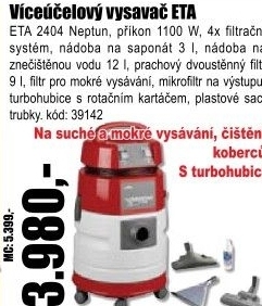 Vysavač ETA 2404 9 0366 Neptun s turbohubicí