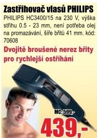 Zastřihovač vlasů PHILIPS HC3400/15