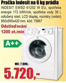 Pračka INDESIT EWSD 61252 W EU A++