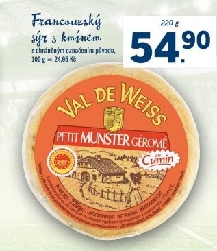 Sýr Val de Weiss Petit Munster