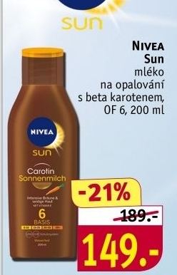 Mléko na opalování s betakarotenem OF 6 Sun Nivea