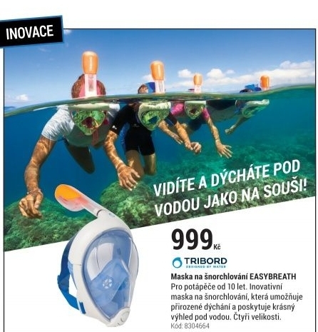 MASKA NA ŠNORCHLOVÁNÍ EASYBREATH MODRÁ