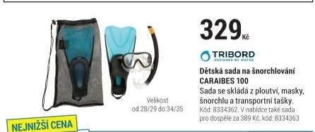 DĚTSKÁ SADA NA ŠNORCHLOVÁNÍ CARA?BES 100 MODRO-ČERNÁ