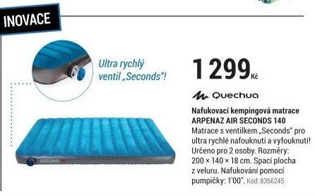 NAFUKOVACÍ KEMPINKOVÁ MATRACE ARPENAZ AIR SECONDS 140 PRO 2 OSOBY