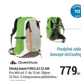 DĚTSKÝ BATOH FORCLAZ 22 AIR ZELENO-ŠEDÝ POHODLNÝ A PRODYŠNÝ