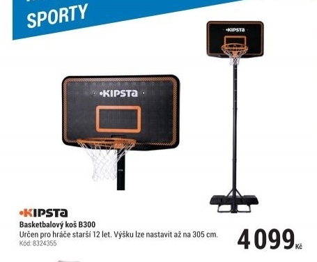 BASKETBALOVÝ KOŠ B300 PRO DOSPĚLÉ ČERNO-ORANŽOVÝ